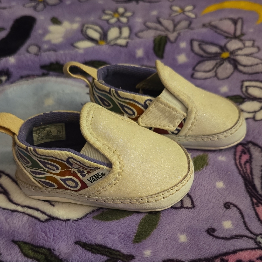 Vans Cream and Multicolor Slip-On Baby Shoes